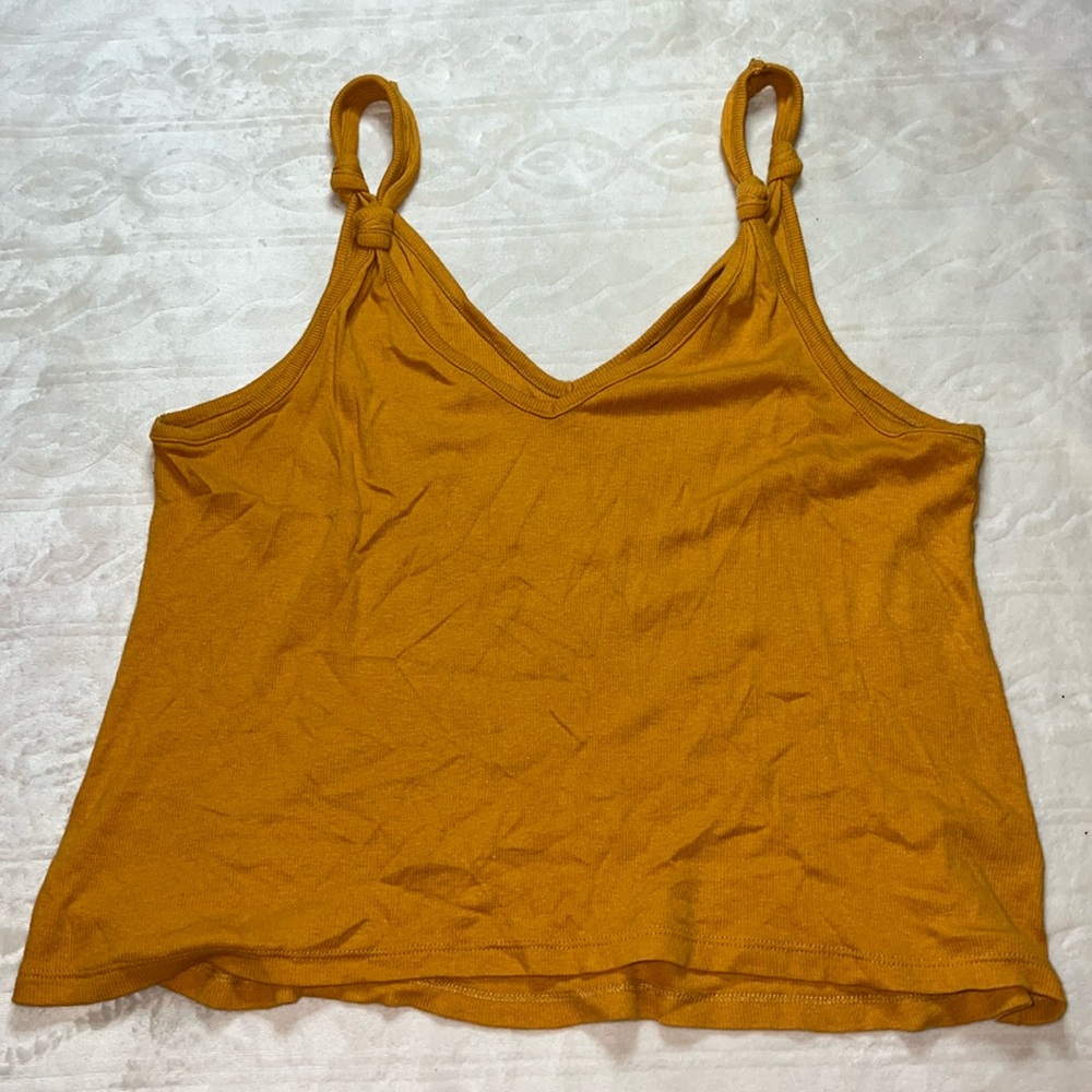 Shyanne Mustard Yellow Knot Strap Tank Top
